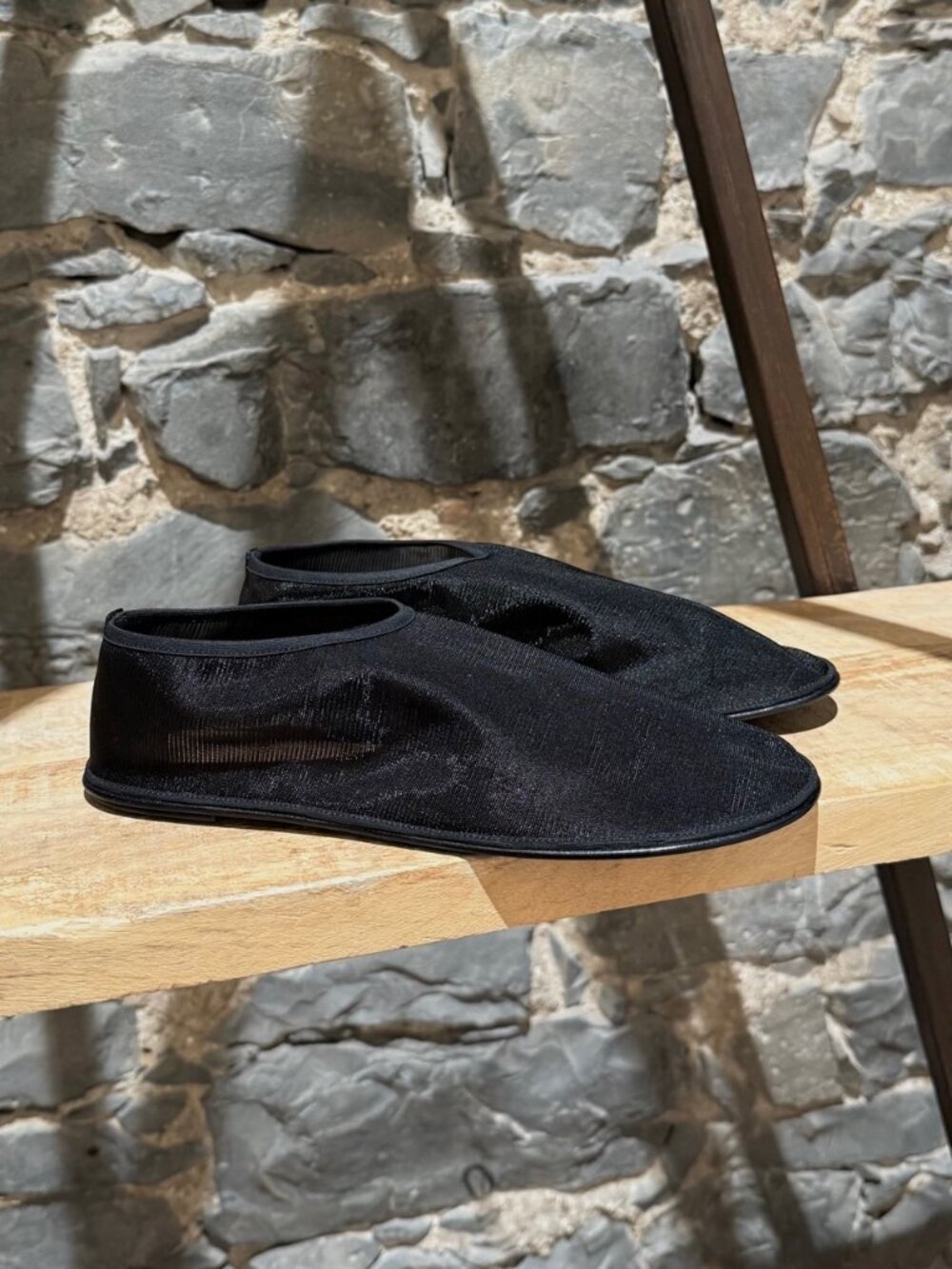 The Row Black Sock Nylon Mesh Flats